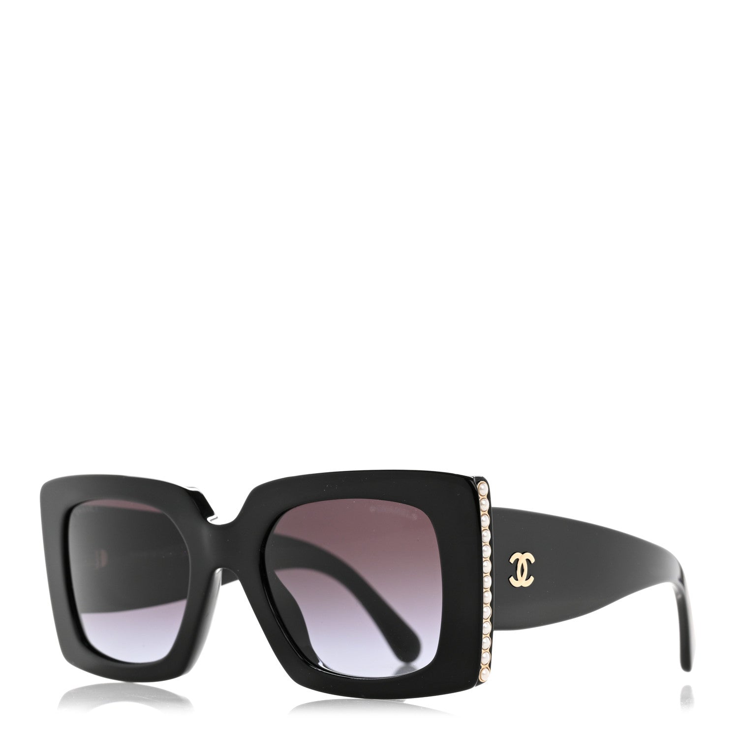 Chanel Acetate Pearl Rectangle Sunglasses 5480-H-A Black 1 of 8