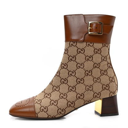 Gucci Monogram Cordovan Lux GG Ankle Boots 37 Beige Cuir 1 of 16