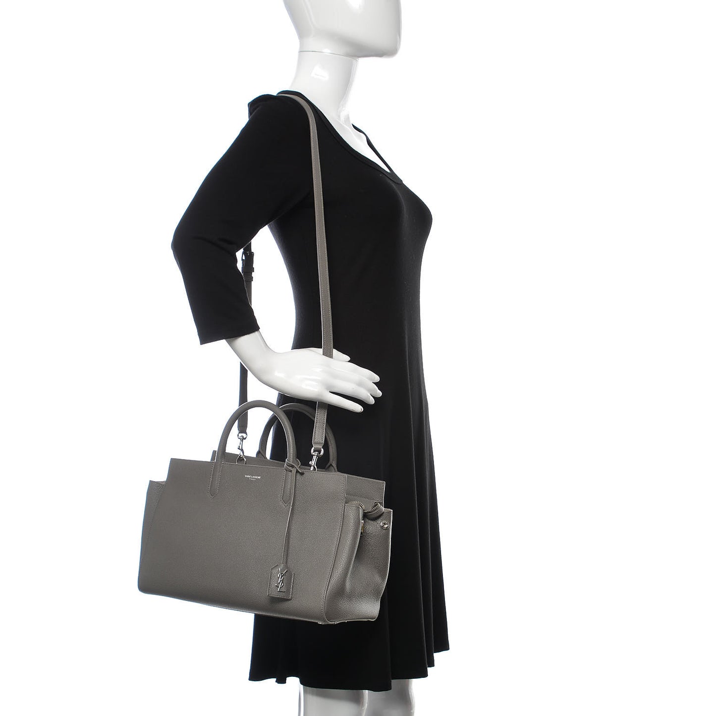 Grained Calfskin Small Cabas Rive Gauche Fog