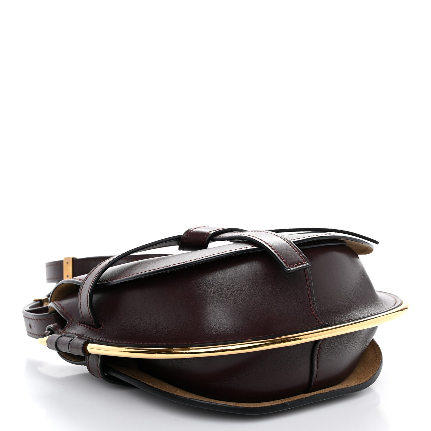 Calfskin Small Metal Gate Crossbody Bag Oxblood