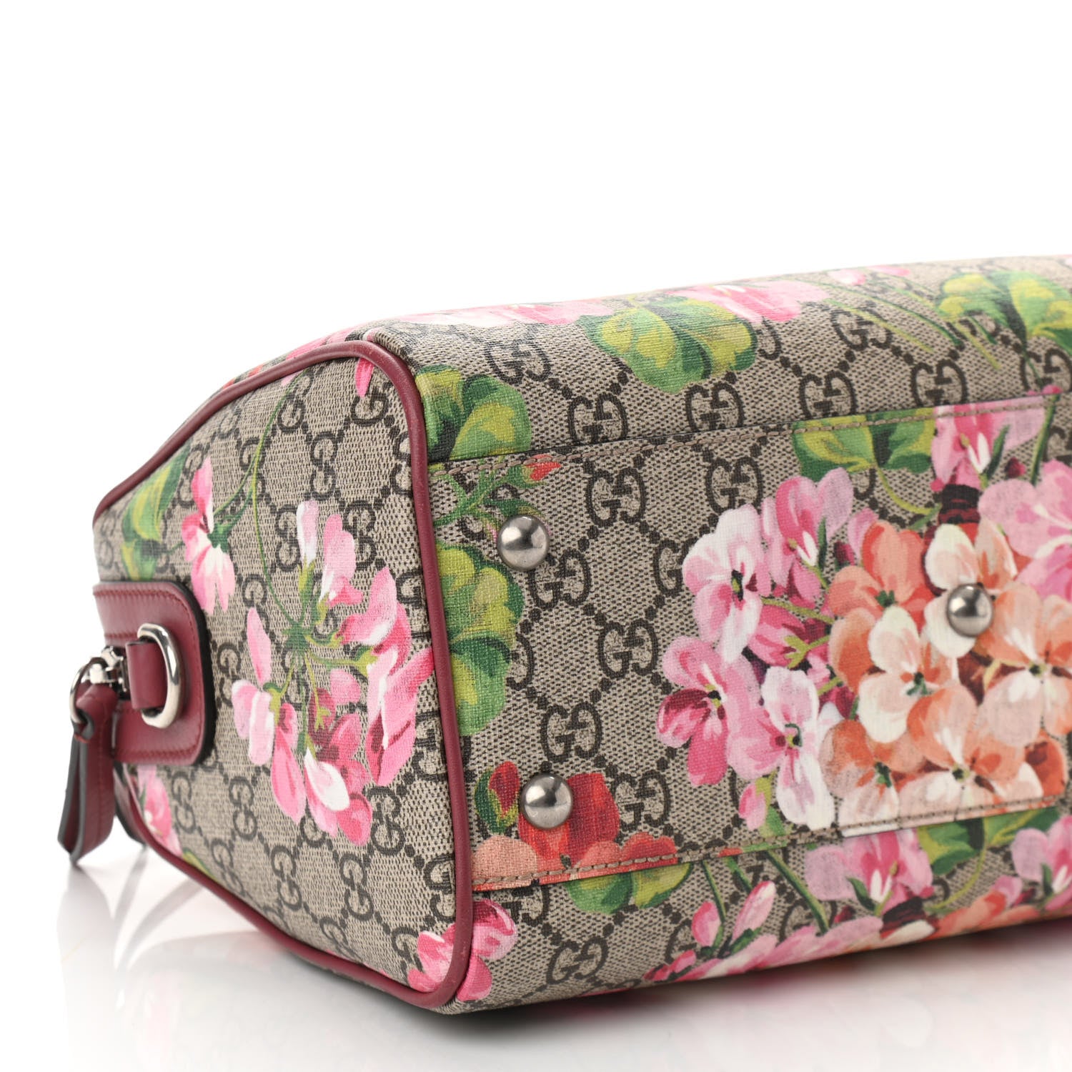 Gucci GG Supreme Monogram Blooms Small Boston Beige Multicolor Dry Rose 9 of 10