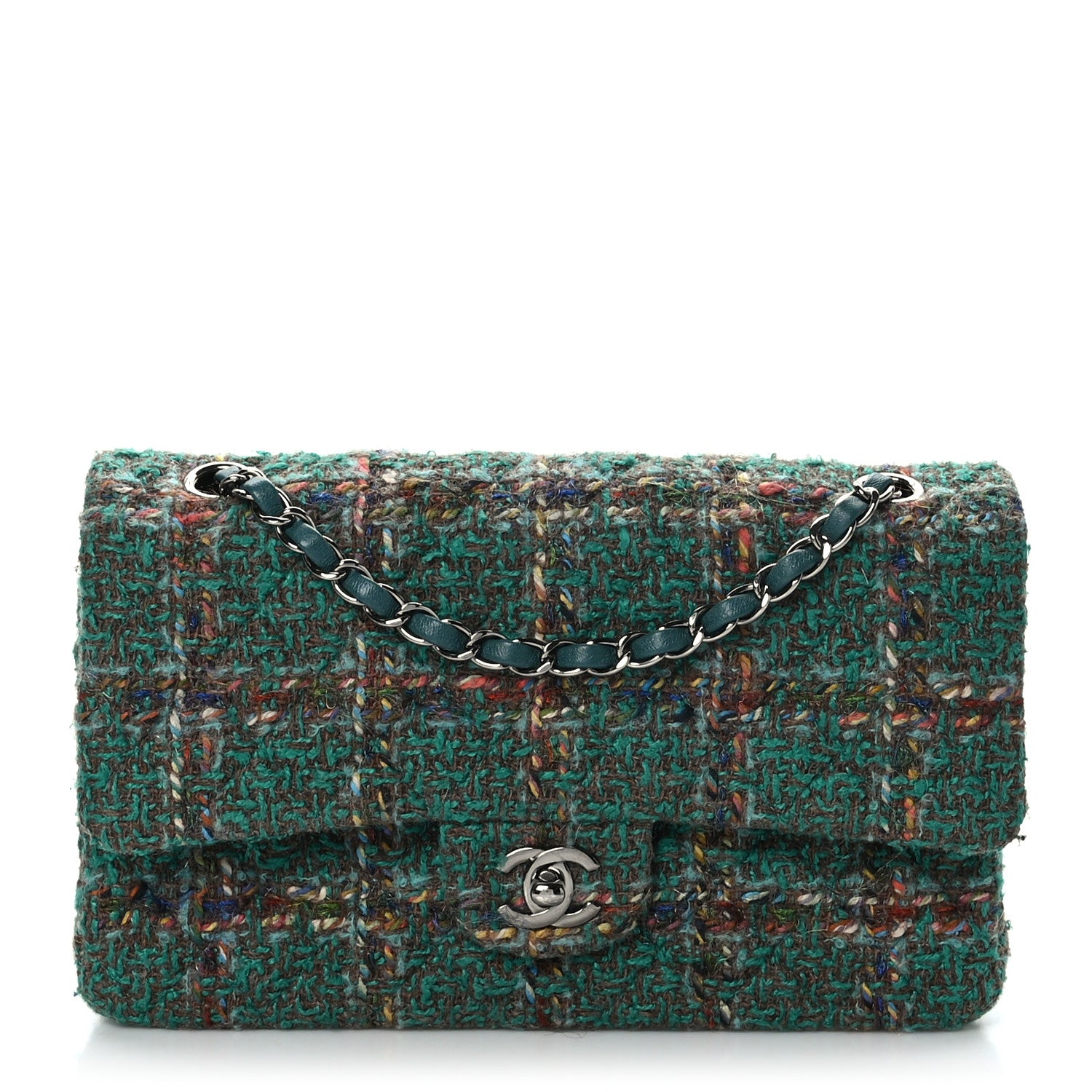 Chanel Wool Tweed Medium Double Flap Green 1 of 9