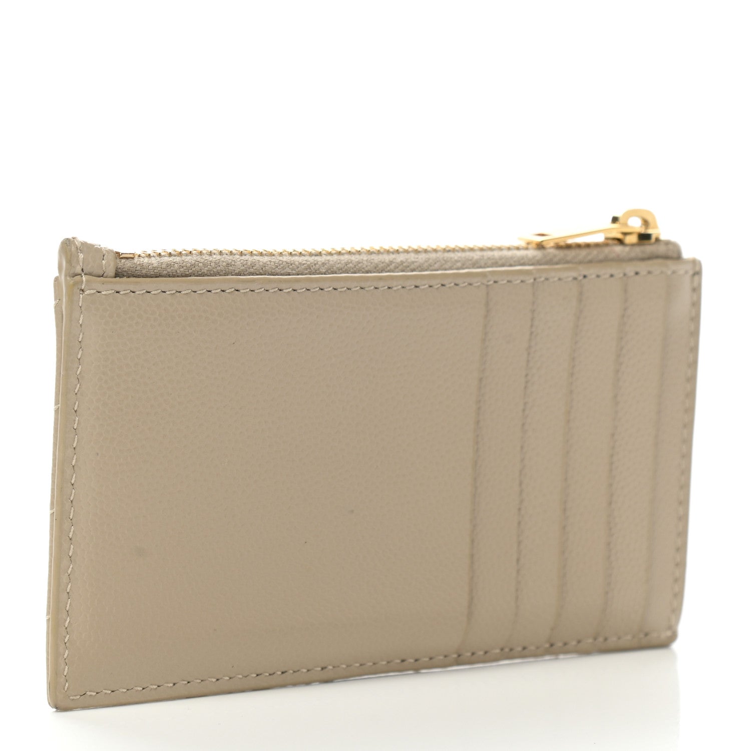Saint Laurent Monogram Grain de Poudre 5 Fragments Zip Pouch Card Holder Dark Latte 3 of 9