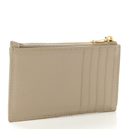 Saint Laurent Monogram Grain de Poudre 5 Fragments Zip Pouch Card Holder Dark Latte 3 of 9