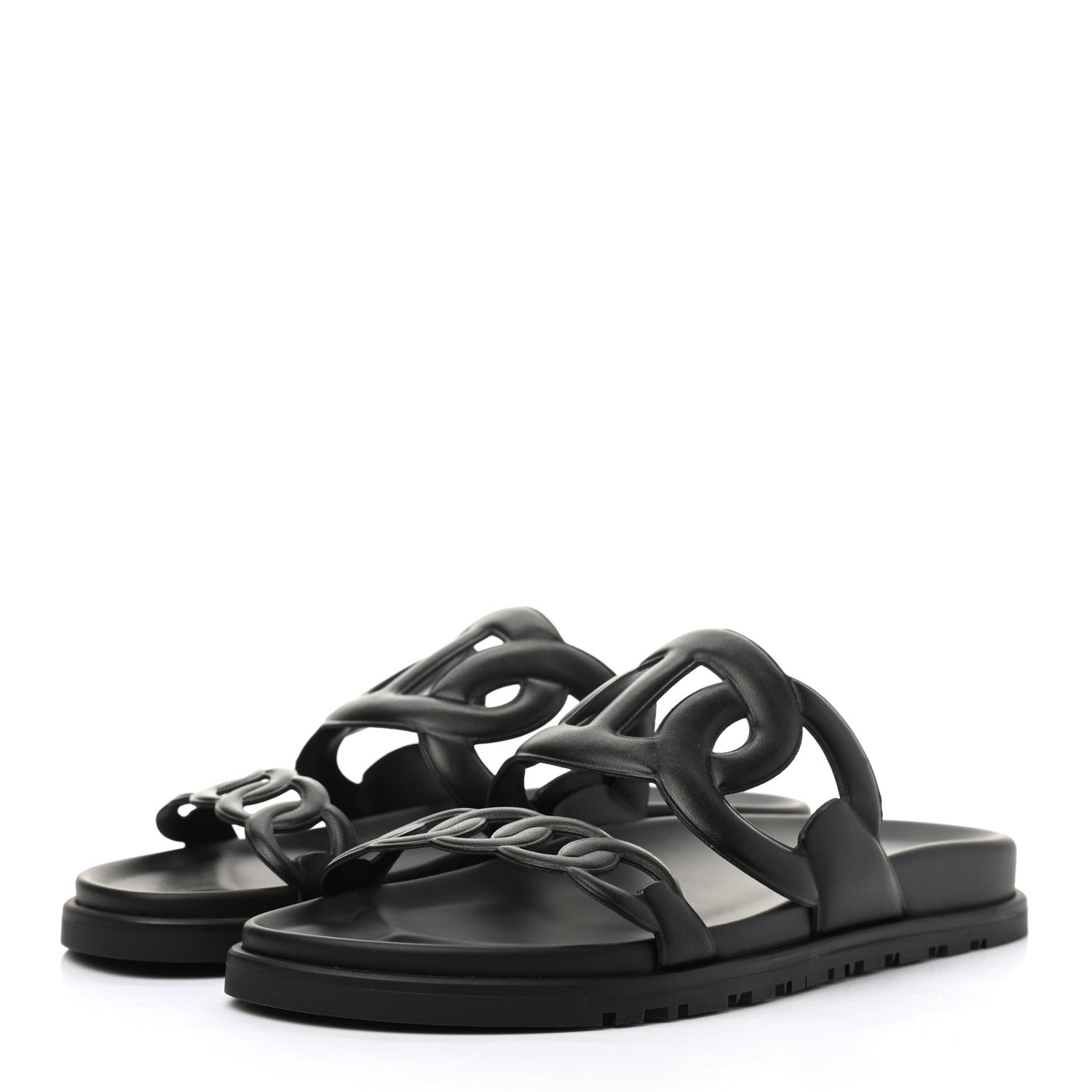 Hermes Nappa Womens Extra Sandals 38.5 Black 3 of 8