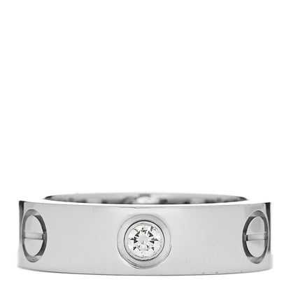 Cartier 18K White Gold 3 Diamond 5.5mm LOVE Ring 52 6 1 of 4