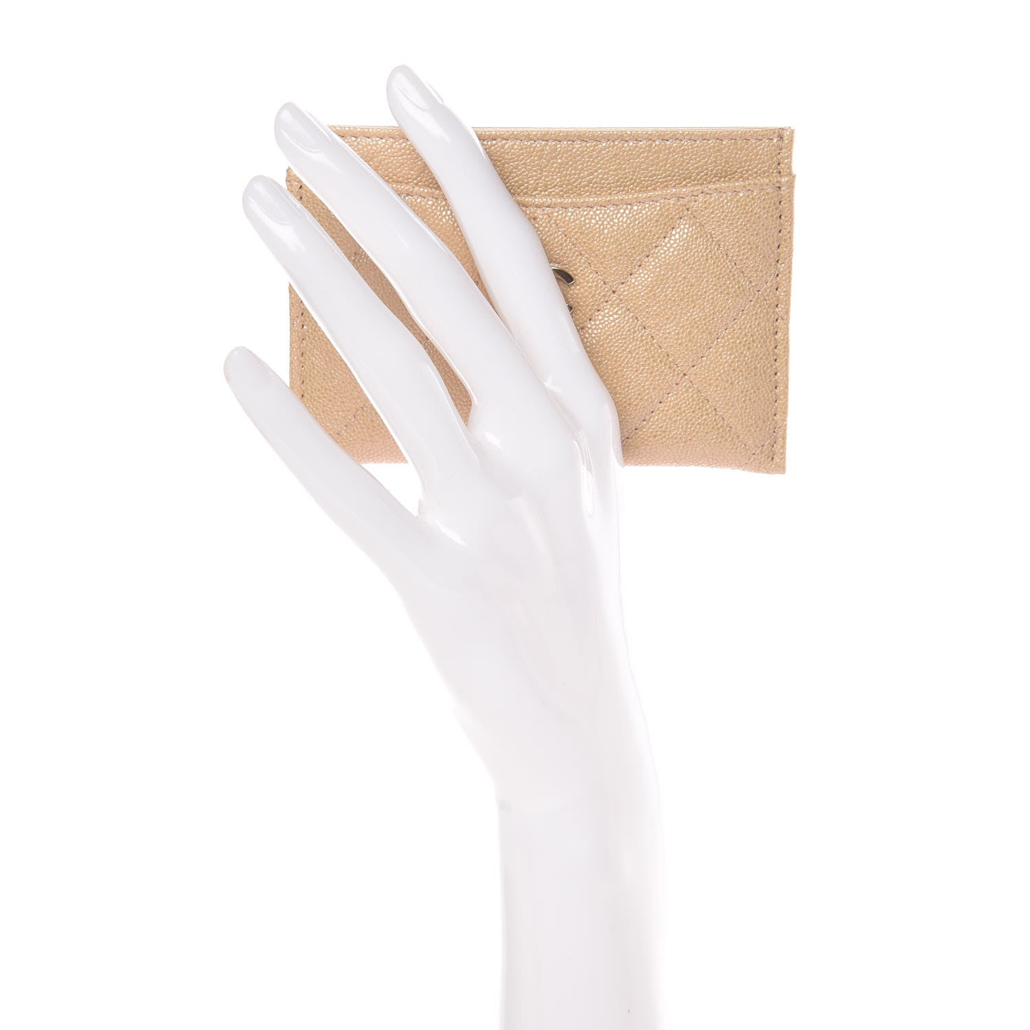 Chanel Iridescent Caviar Quilted Card Holder Beige 2 of 9