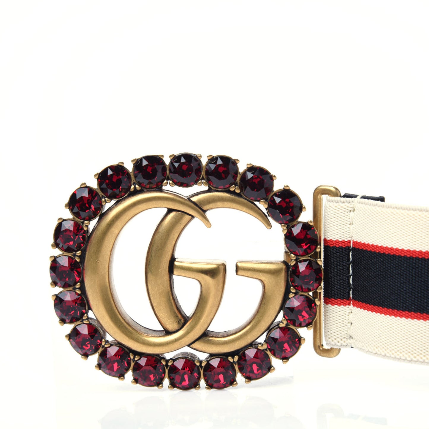 Jacquard Crystal Stripe Double G Belt 100 40 White