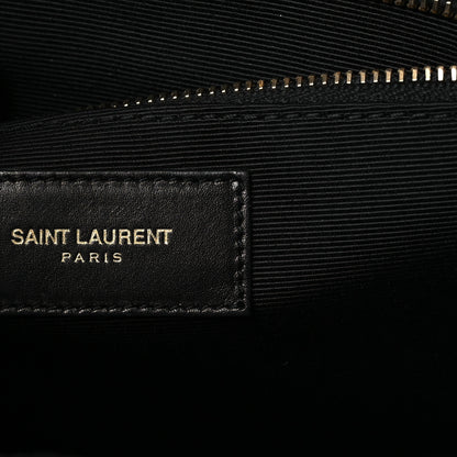 Saint Laurent Smooth Calfskin Matelasse Chevron Large Monogram Satchel Black 11 of 23