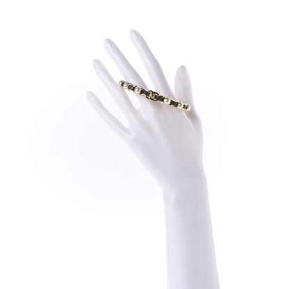 Chanel Lambskin Pearl CC Cuff Bracelet Black Gold 2 of 5