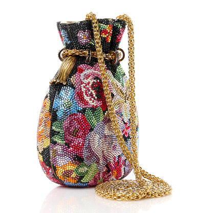 Judith Leiber Swarovski Crystal Floral Minaudiere Clutch Gold Multicolor 4 of 13