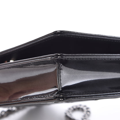Christian Dior Metallic Patent Micro-Cannage Diorama Wallet on Chain Pouch Black 9 of 9