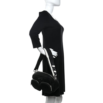 Prada Tessuto Nylon Pocket Cargo Shoulder Bag Black White 2 of 10
