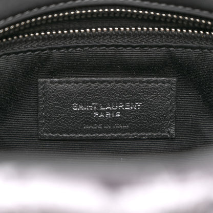 Saint Laurent Crushed Velvet Quilted Small Loulou Puffer Monogram Chain Satchel Iron Grey 6 of 11