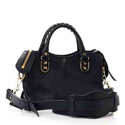 Balenciaga Chevre Gold Metallic Edge Hardware Mini City Bleu Nuit Dark Sea 3 of 11