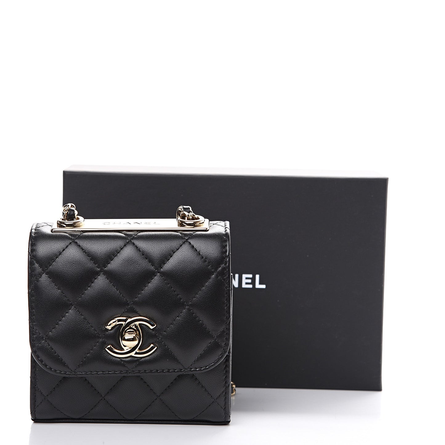 Lambskin Quilted Mini Trendy CC Chain Wallet Black