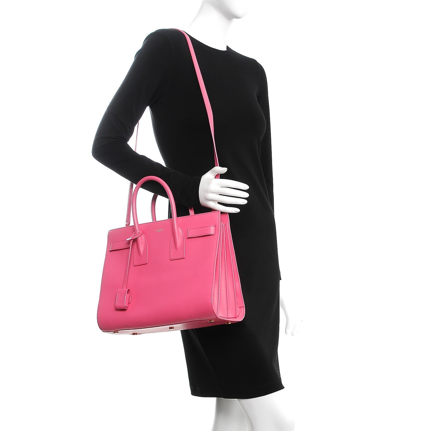 Saint Laurent Calfskin Small Sac De Jour Lipstick Fuchsia 2 of 8