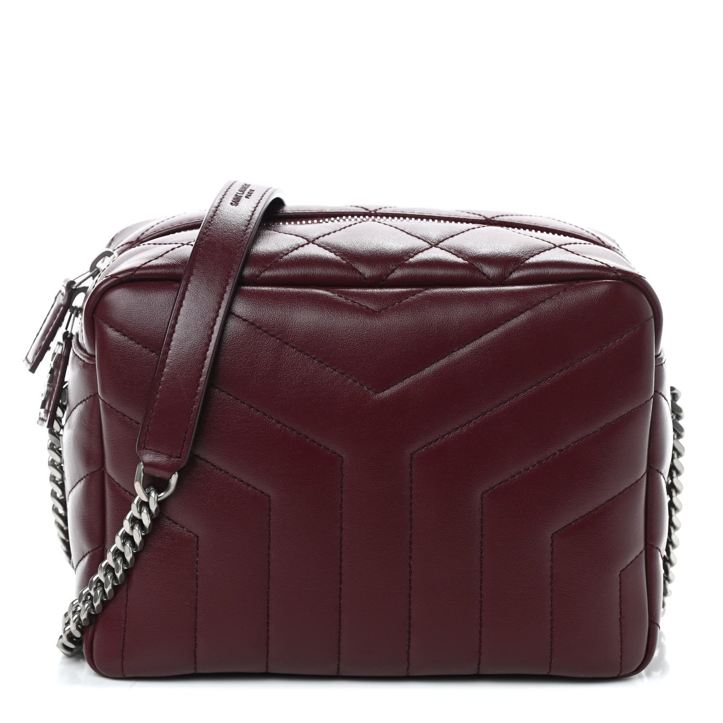 Calfskin Y Quilted Monogram Small Loulou Bowling Bag Rouge Legion