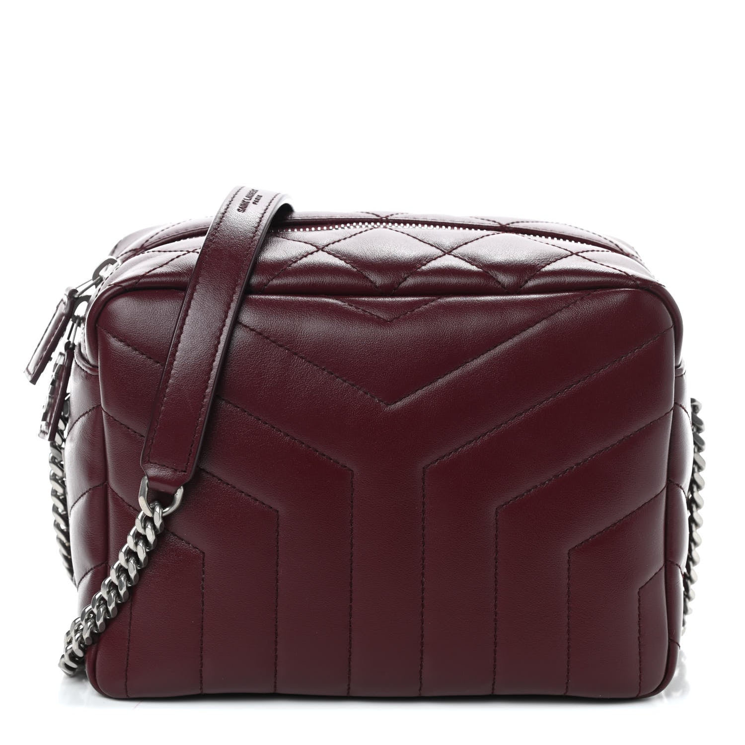 Saint Laurent Calfskin Y Quilted Monogram Small Loulou Bowling Bag Rouge Legion 1 of 9