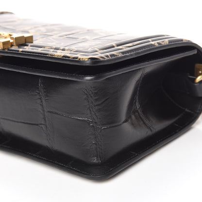 Chanel Calfskin Crocodile Embossed Graffiti Cocodile Medium Boy Flap Black 6 of 11