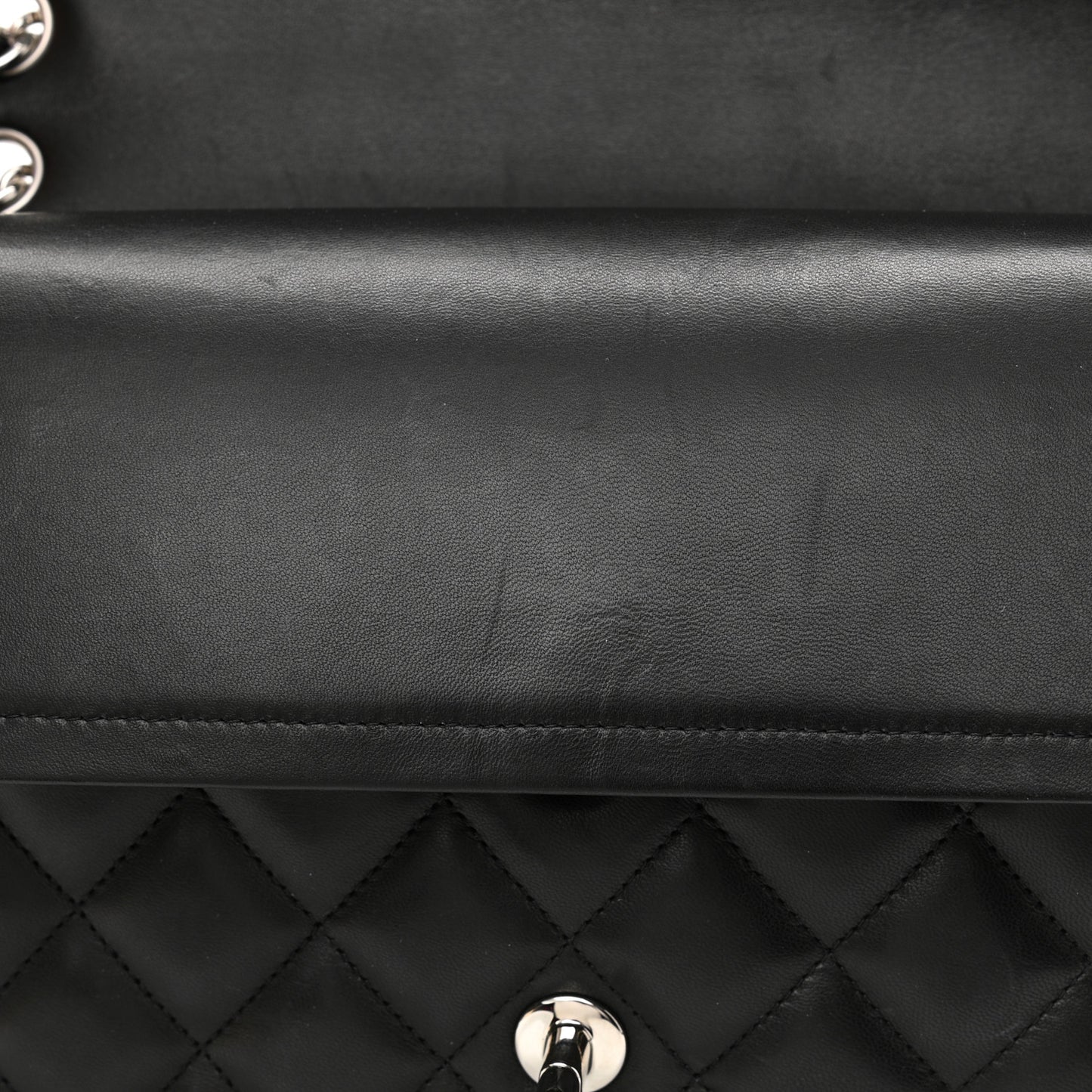 Lambskin Quilted Jumbo Double Flap Black