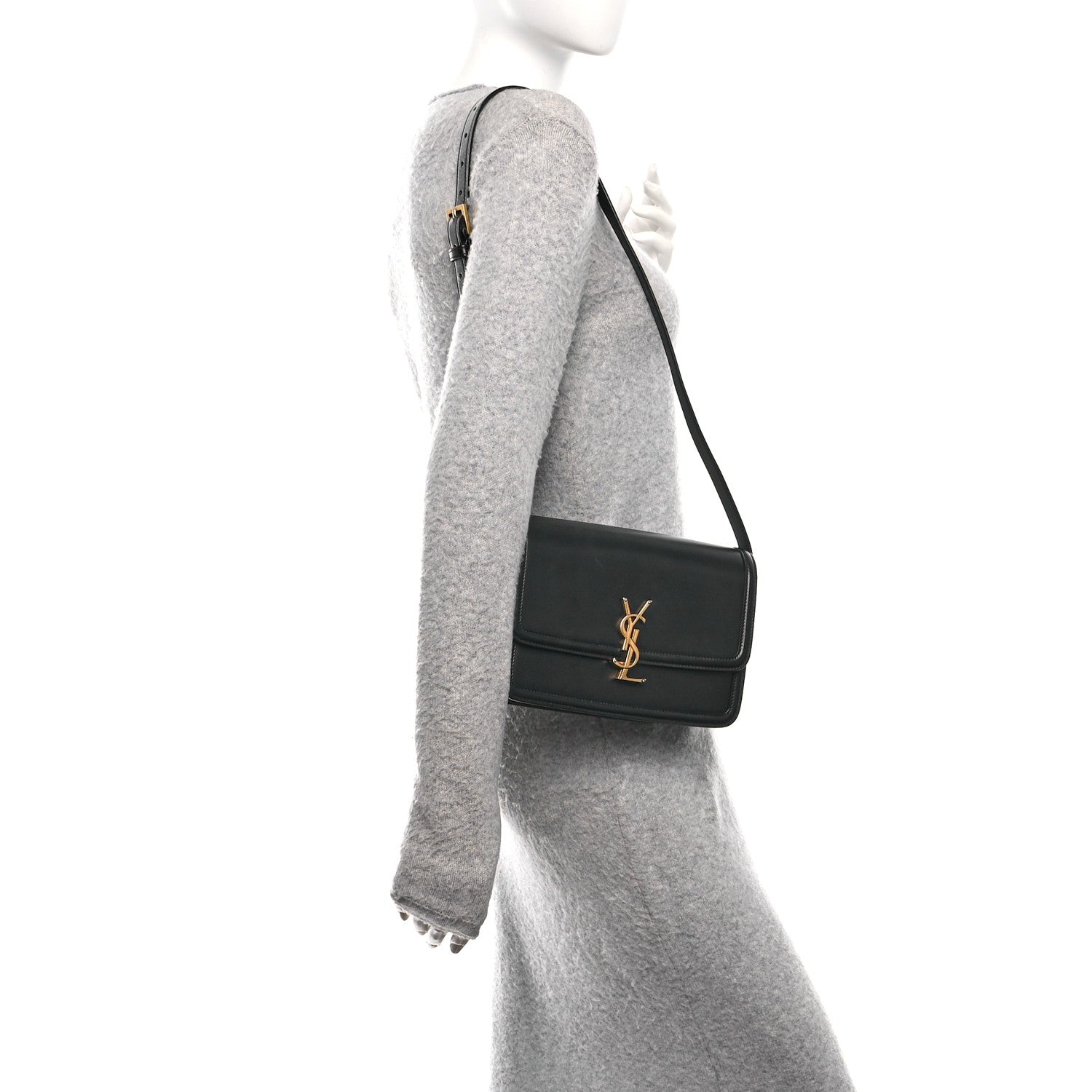 Saint Laurent Box Calfskin Monogram Medium Solferino Satchel Black 2 of 10