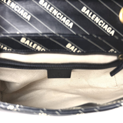 Gucci X BALENCIAGA Calfskin Matelasse Logo Print Small GG Marmont Shoulder Bag Black 5 of 11