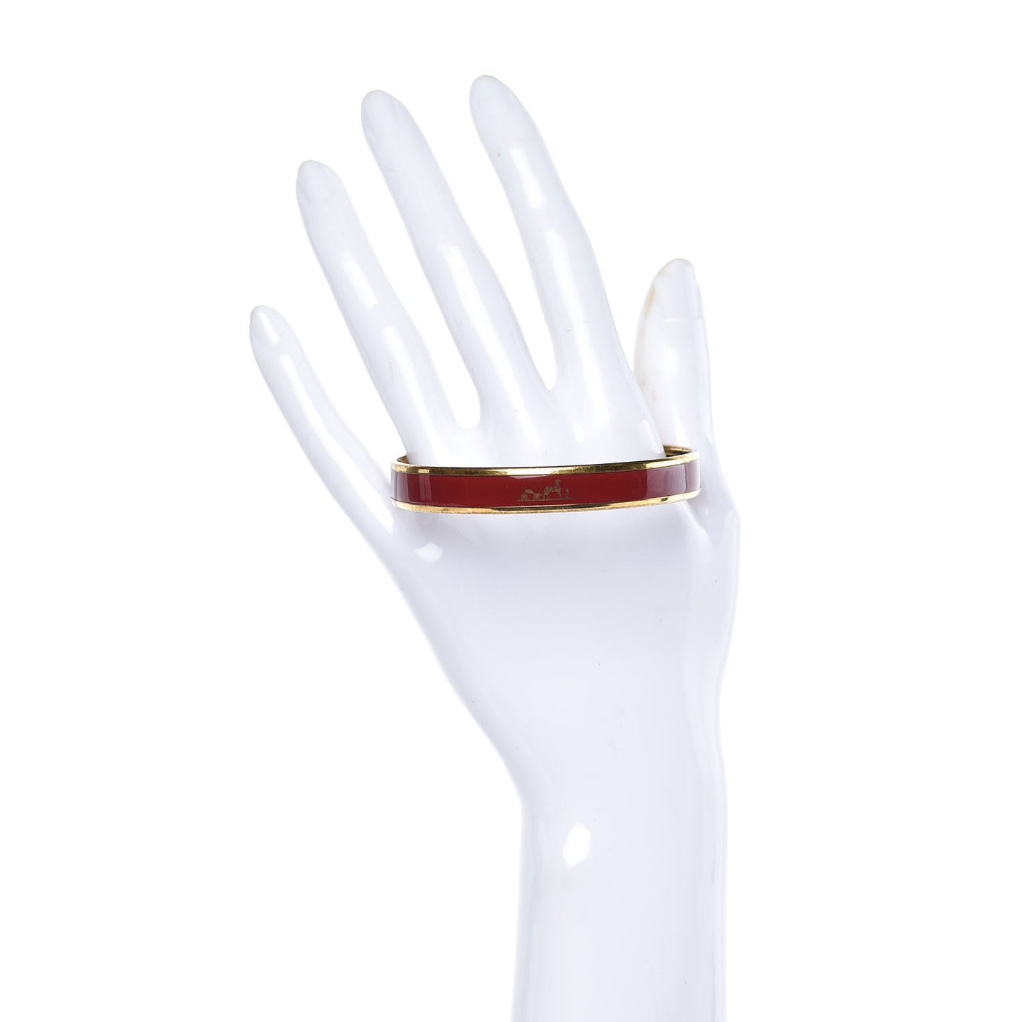 Enamel Printed Narrow Caleche Bracelet 65 Rouge H