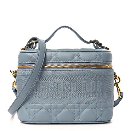 Christian Dior Lambskin Cannage Small Diortravel Vanity Case Cloud Blue 1 of 8