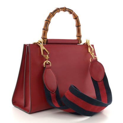 Gucci Nappa Bamboo Web Small Nymphaea Top Handle Bag Hibiscus Red 3 of 13