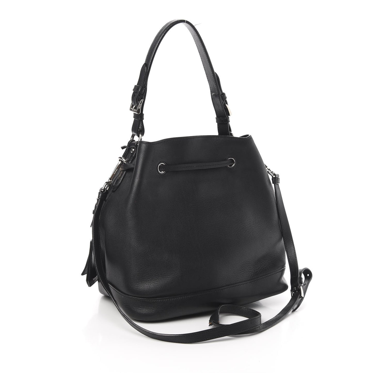 City Calfskin Sport Bucket Bag Black
