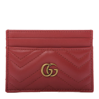 Gucci Calfskin Matelasse GG Marmont Card Holder Hibiscus Red 1 of 7