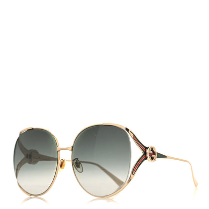 Gucci Metal Oversized Round Frame GG0225S Sunglasses Gold 1 of 7