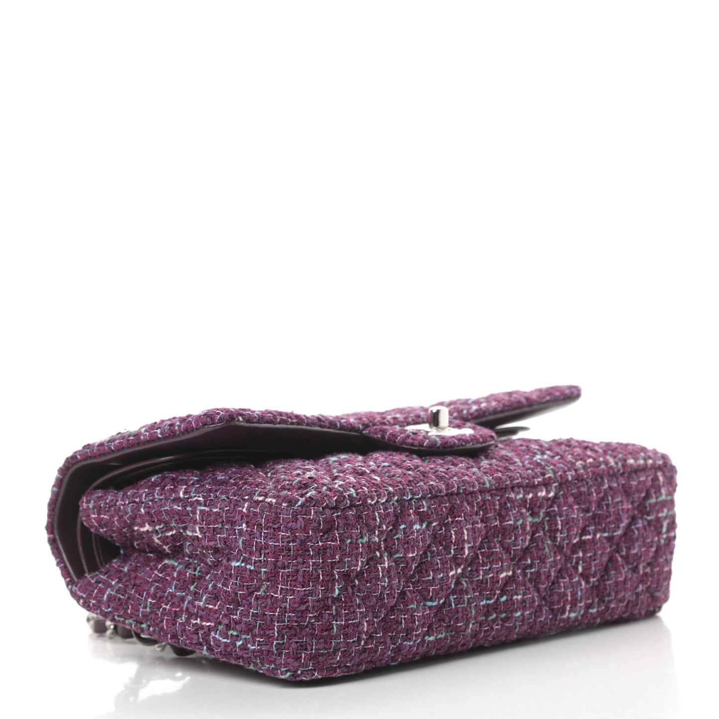 Tweed Quilted Medium Double Flap Purple Green Turquoise