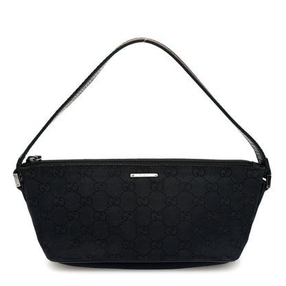 Gucci Monogram Web Boat Pochette Black 1 of 10
