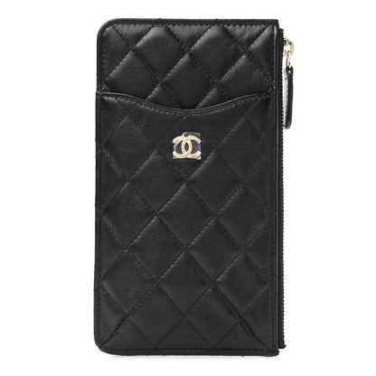 Chanel Lambskin Quilted Classic Flat Wallet Pouch Black 1 of 7