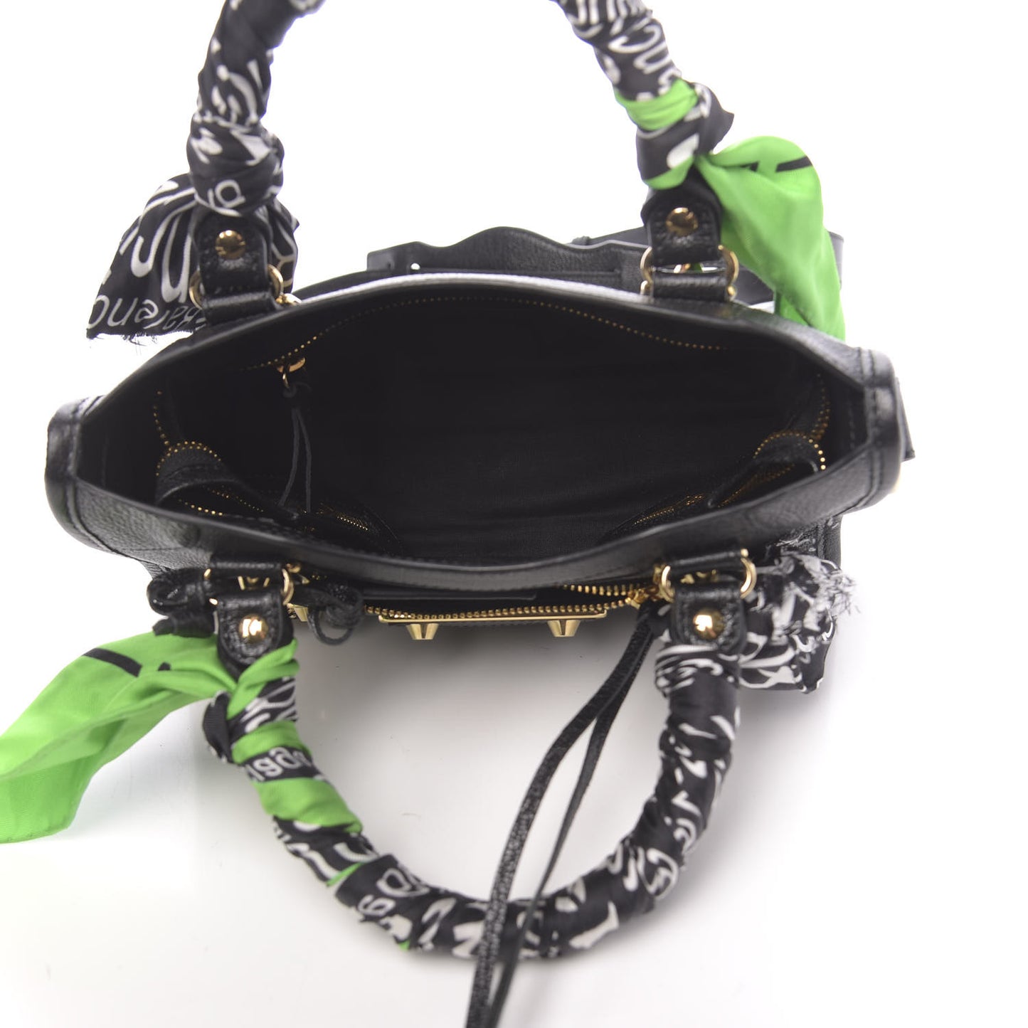 Chevre Gold Metallic Edge Hardware Mini Cityscarf Black