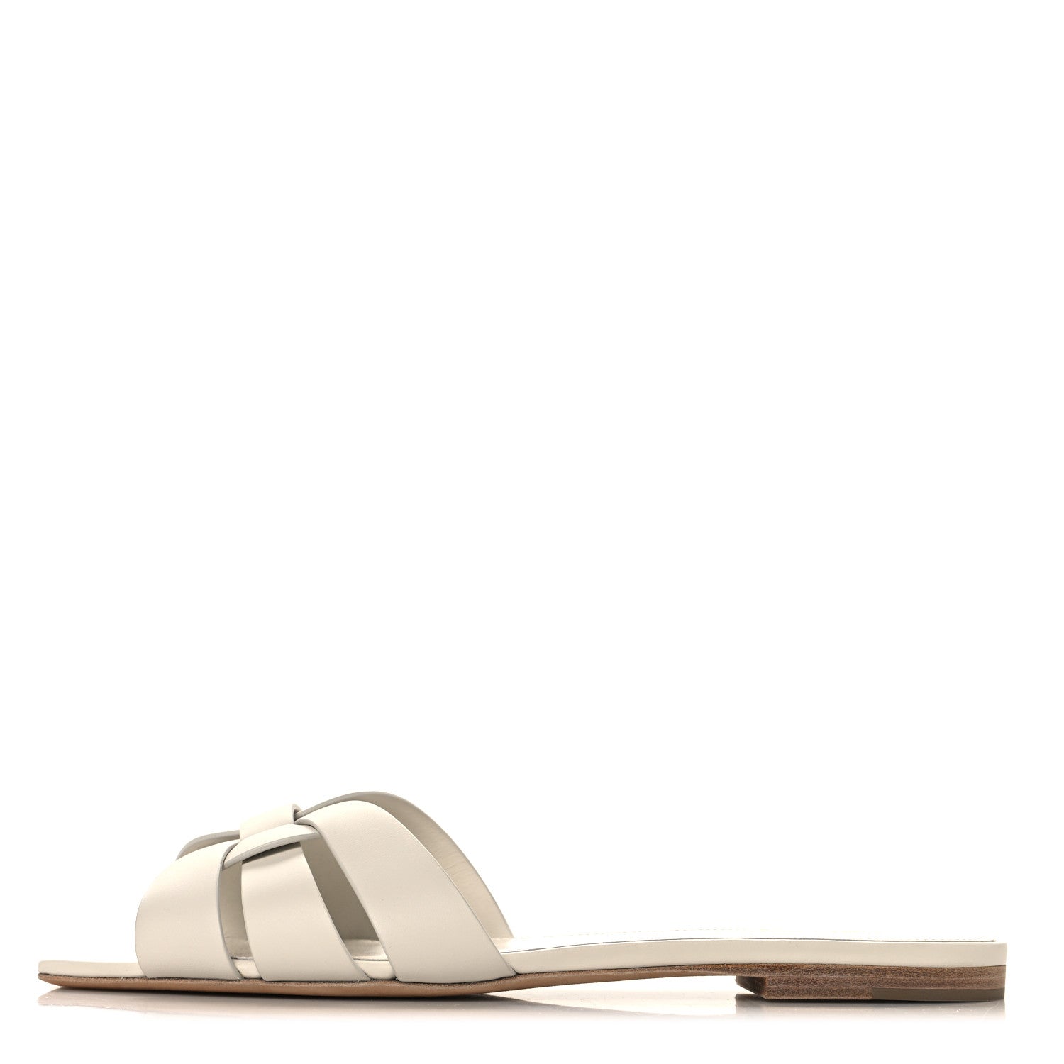 Saint Laurent Calfskin Tribute 05 Slide Sandals 40.5 Porcellana 1 of 10