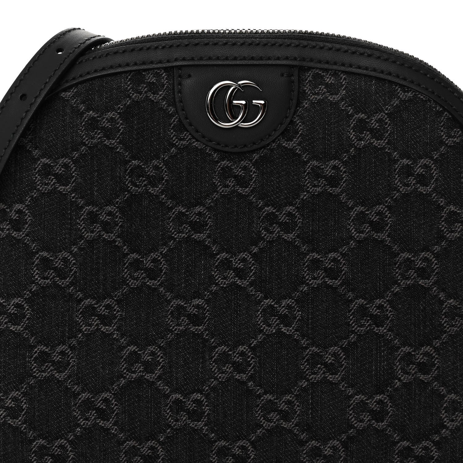 Gucci Denim Cuoio Harness GG Monogram Small Ophidia Dome Shoulder Bag Black Medium Grey 6 of 9