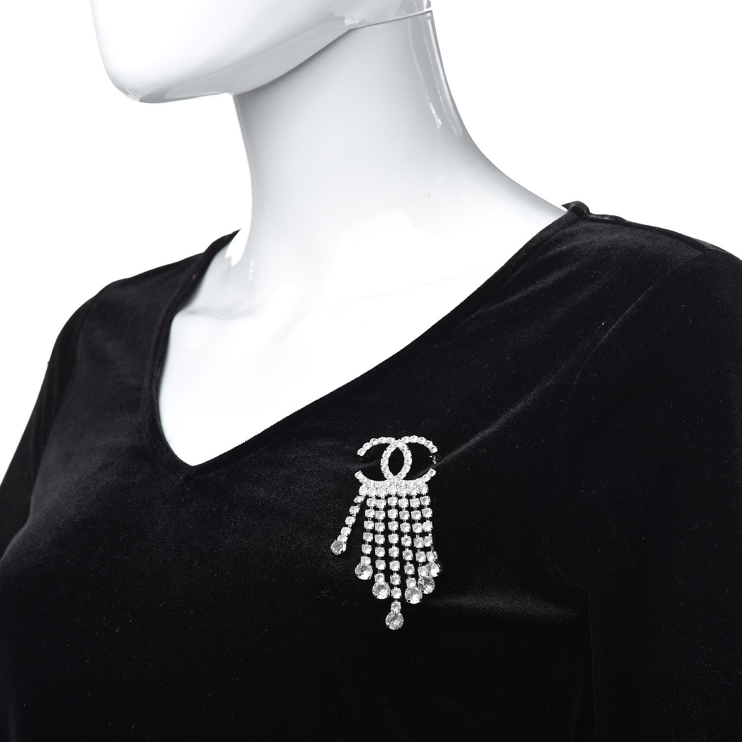 Chanel Crystal Fringe CC Brooch Silver 2 of 4