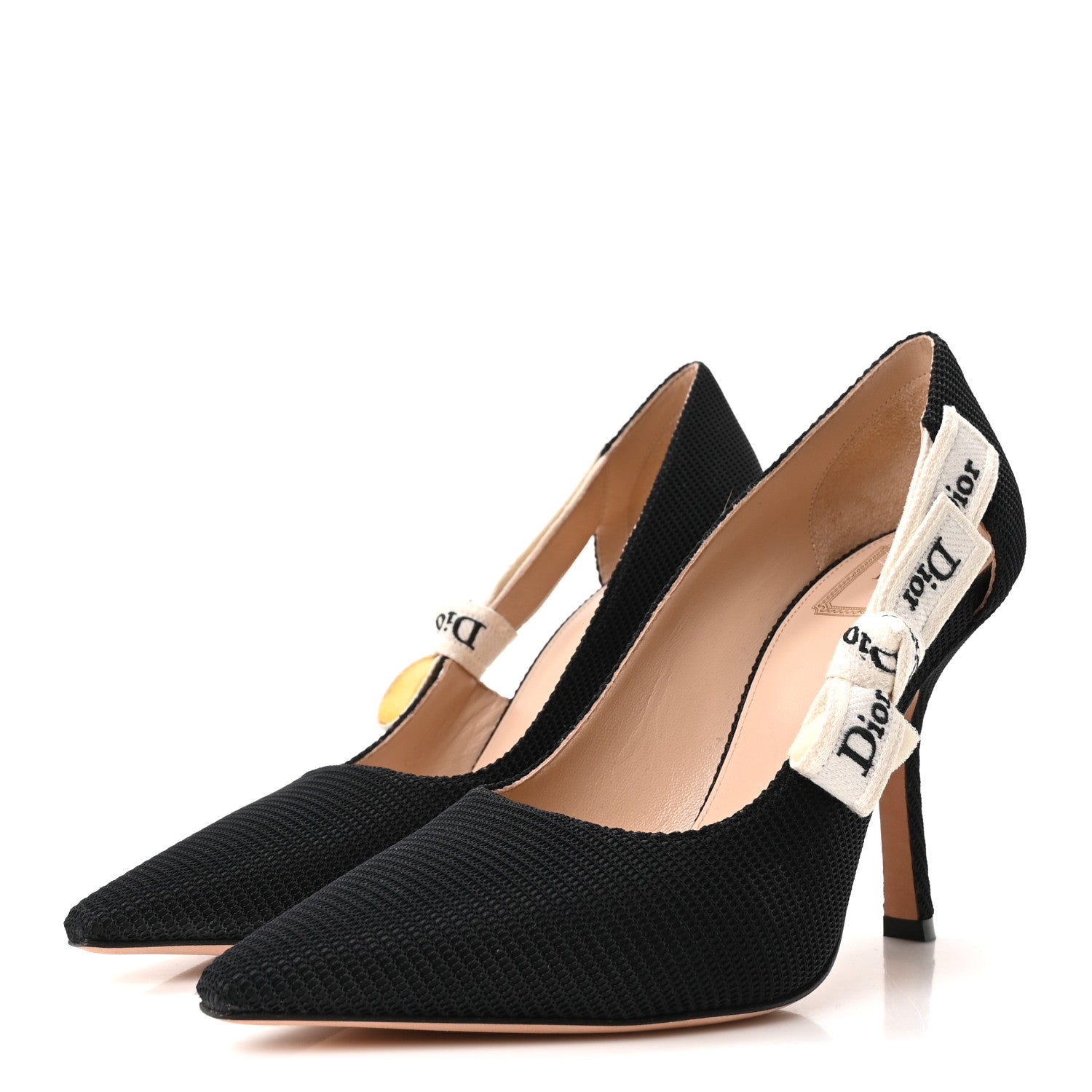Christian Dior Technical Canvas Ribbon J Adior Slingback 100mm Pumps 38.5 Black 4 of 8