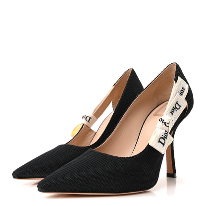 Christian Dior Technical Canvas Ribbon J Adior Slingback 100mm Pumps 38.5 Black 4 of 8
