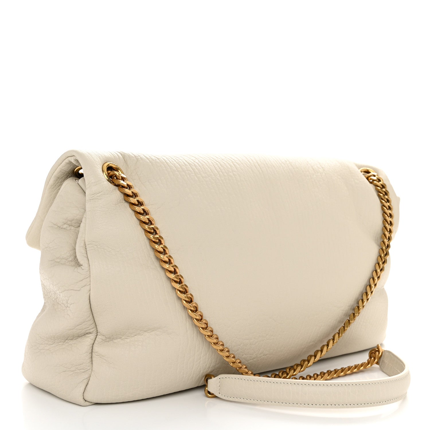 Saint Laurent Grained Lambskin Large Calypso Blanc Vintage 3 of 10