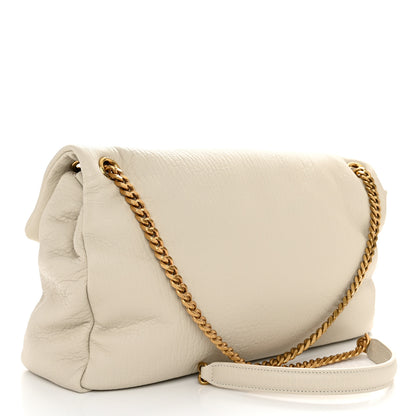Saint Laurent Grained Lambskin Large Calypso Blanc Vintage 3 of 10