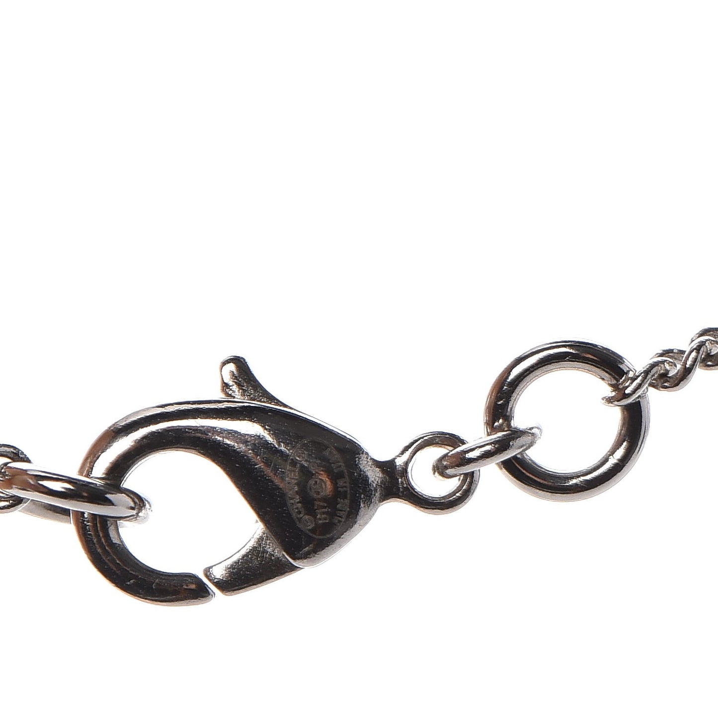 Crystal CC Bow Necklace Silver Black