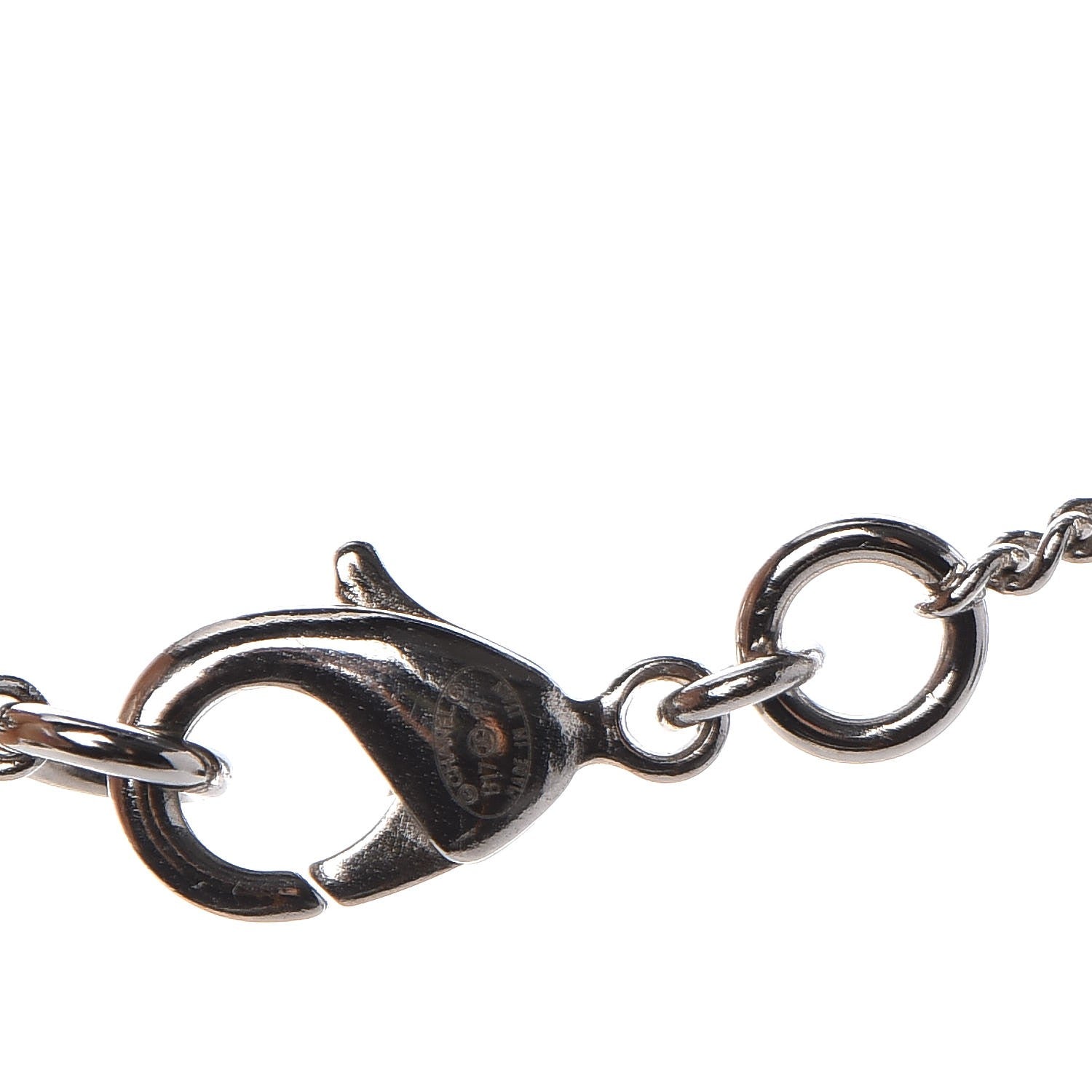 Chanel Crystal CC Bow Necklace Silver Black 4 of 7