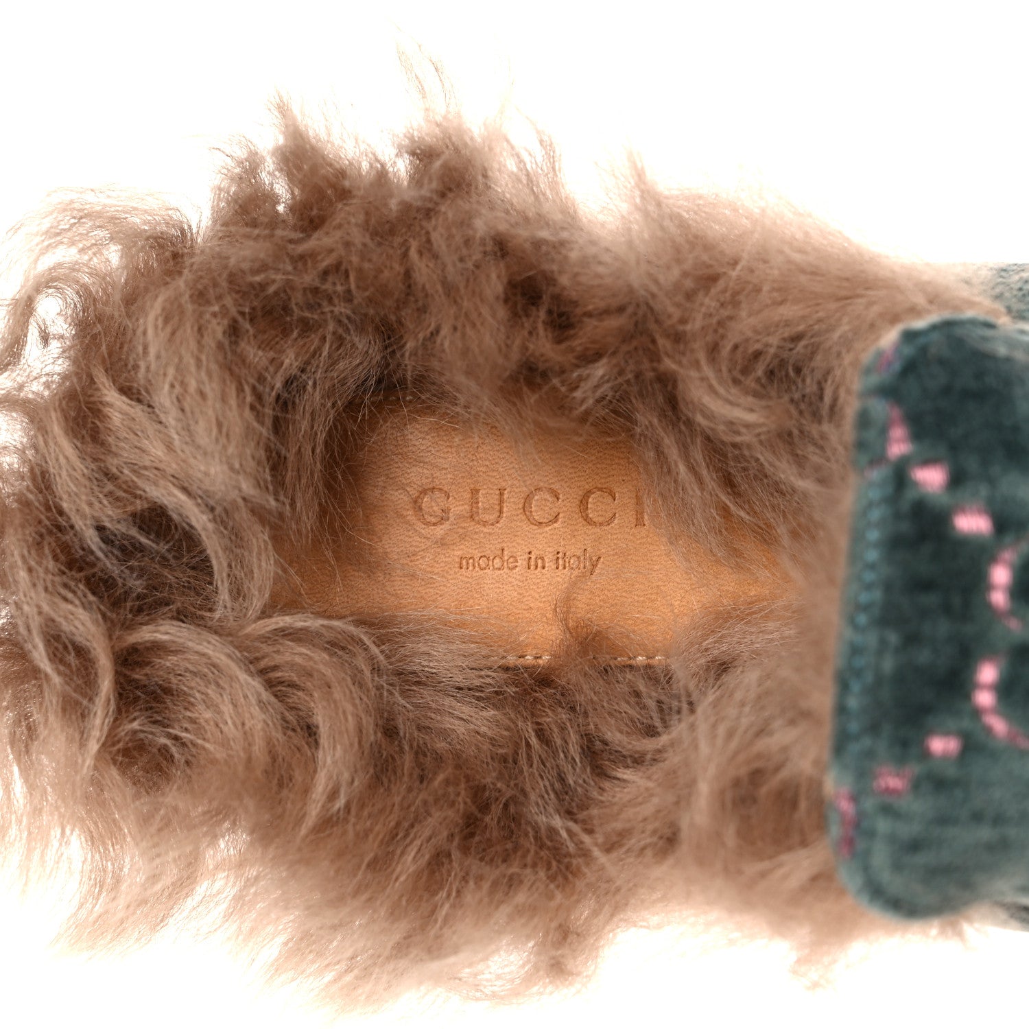 Gucci Velvet GG Monogram Fur Womens Princetown Slippers 40 Avio Dusty Pink 7 of 7