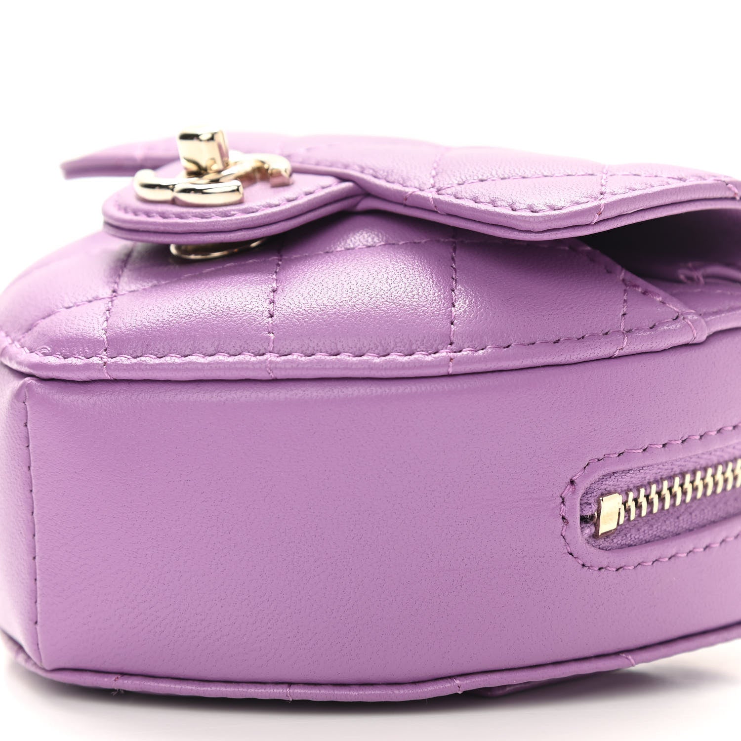 Chanel Lambskin Quilted CC In Love Heart Waist Belt Bag With Chain Purple 10 of 11