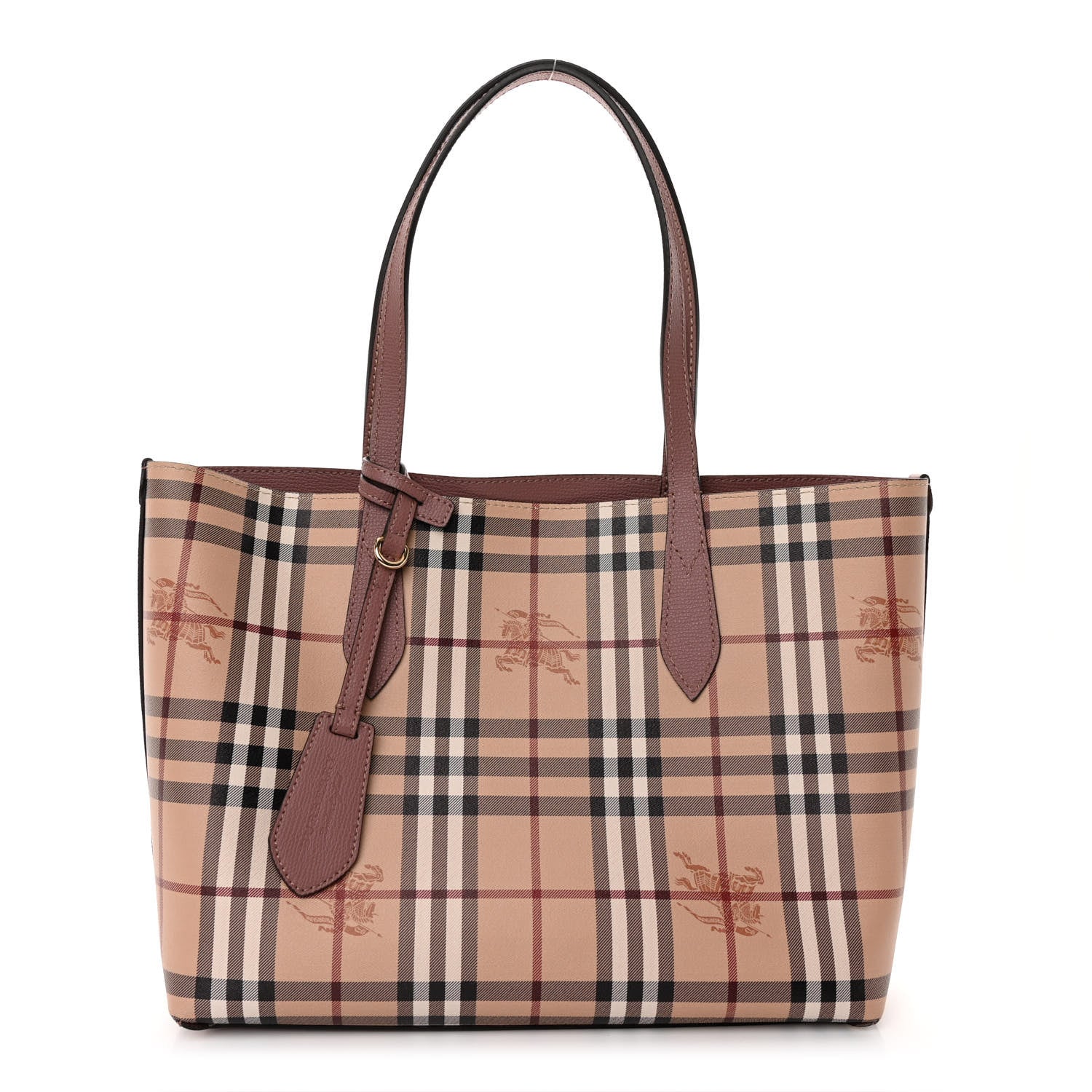 Burberry Grainy Calfskin Haymarket Check Medium Reversible Tote Dusty Pink 1 of 16