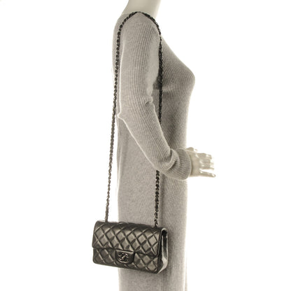 Chanel Metallic Calfskin Quilted Mini Rectangular Flap Charcoal Grey 2 of 7